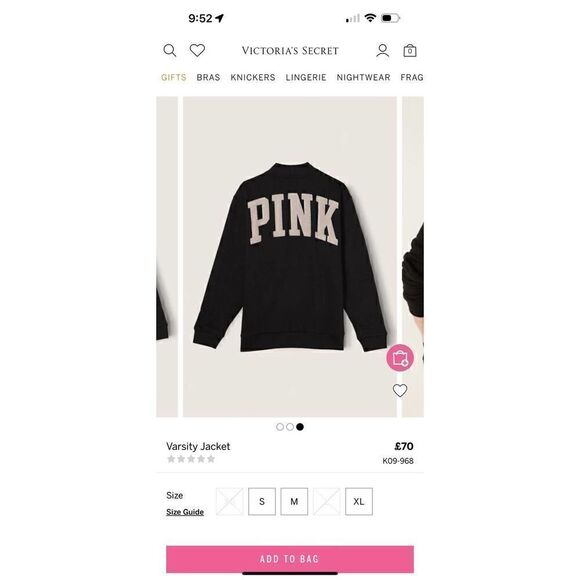 VS PINk fleece french terry snap front varsity Jacket/coat xxl - Picture 3 of 9